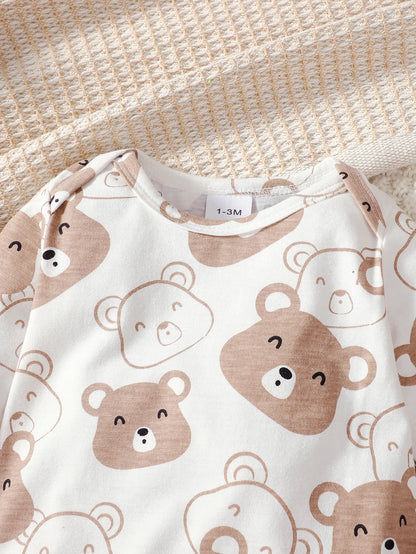 0-9 Months Baby Boy Set Little Bear Long Sleeve Bodysuit+Pants+Hat+Socks 4pcs/Set Baby Spring Autumn clothing Newborn set