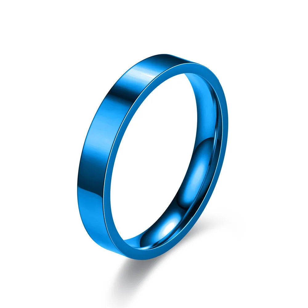 4mm Simplicity Flat Stainless Steel Rings Japanese Korean Fashion Glossy Titanium Steel Finger Rings for Youth Boy Girl Jewelry