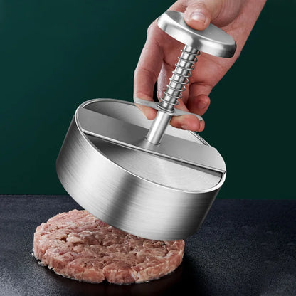 Hamburger Patty Maker Press 304 Stainless Steel Non-Stick Round Manual Rice Ball Mold Thickness Adjusted Kitchen Beef BBQ Tools