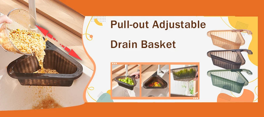 Home Storage Drain Basket Kitchen Sink Holder Adjustable Soap Sponge Shlf Hanging Drain Basket Bag Kitchen Accessories